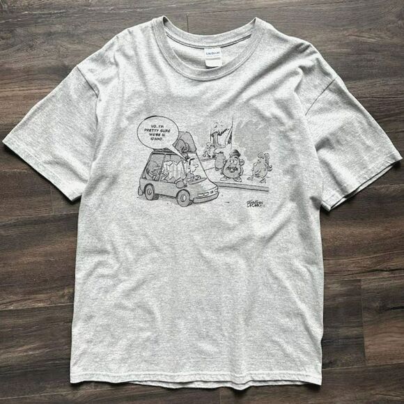 Vtg Idaho T Shirt Mr. Potato Head Funny Graphic Short Sleeve Sz Large Grey 2002 - Picture 1 of 6
